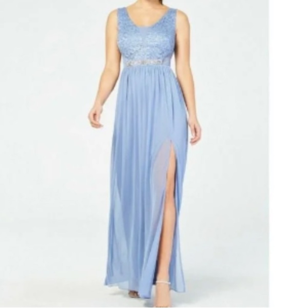 BCX light blue maxi dress with slit (juniors size 9)